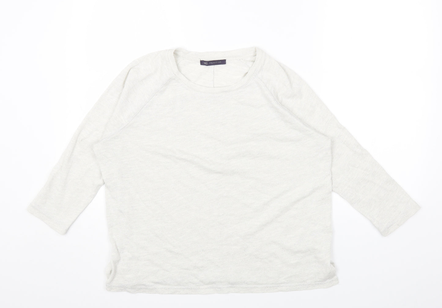 Marks and Spencer Womens Grey Round Neck Cotton Pullover Jumper Size 12