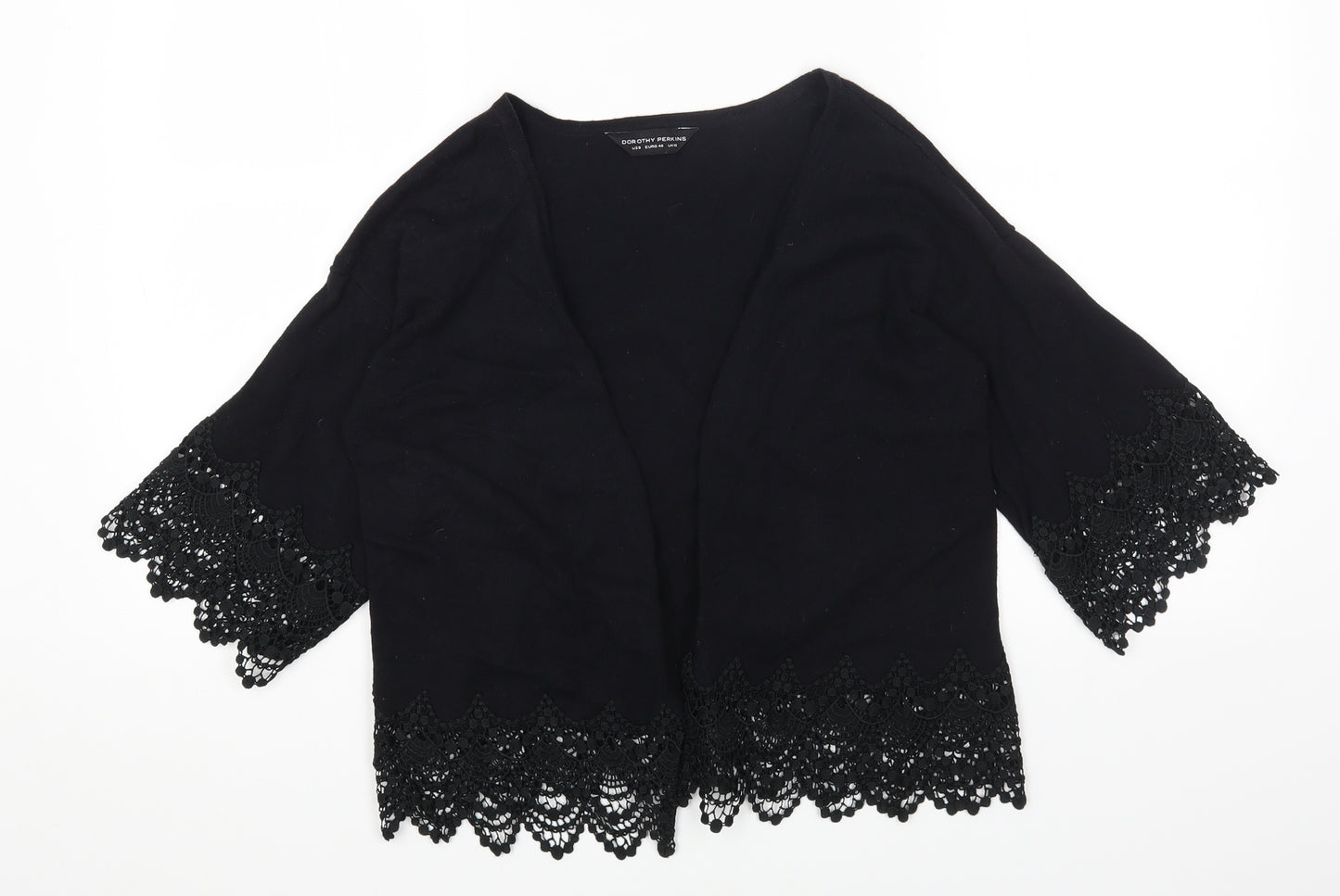 Dorothy Perkins Womens Black Round Neck Cotton Cardigan Jumper Size 12