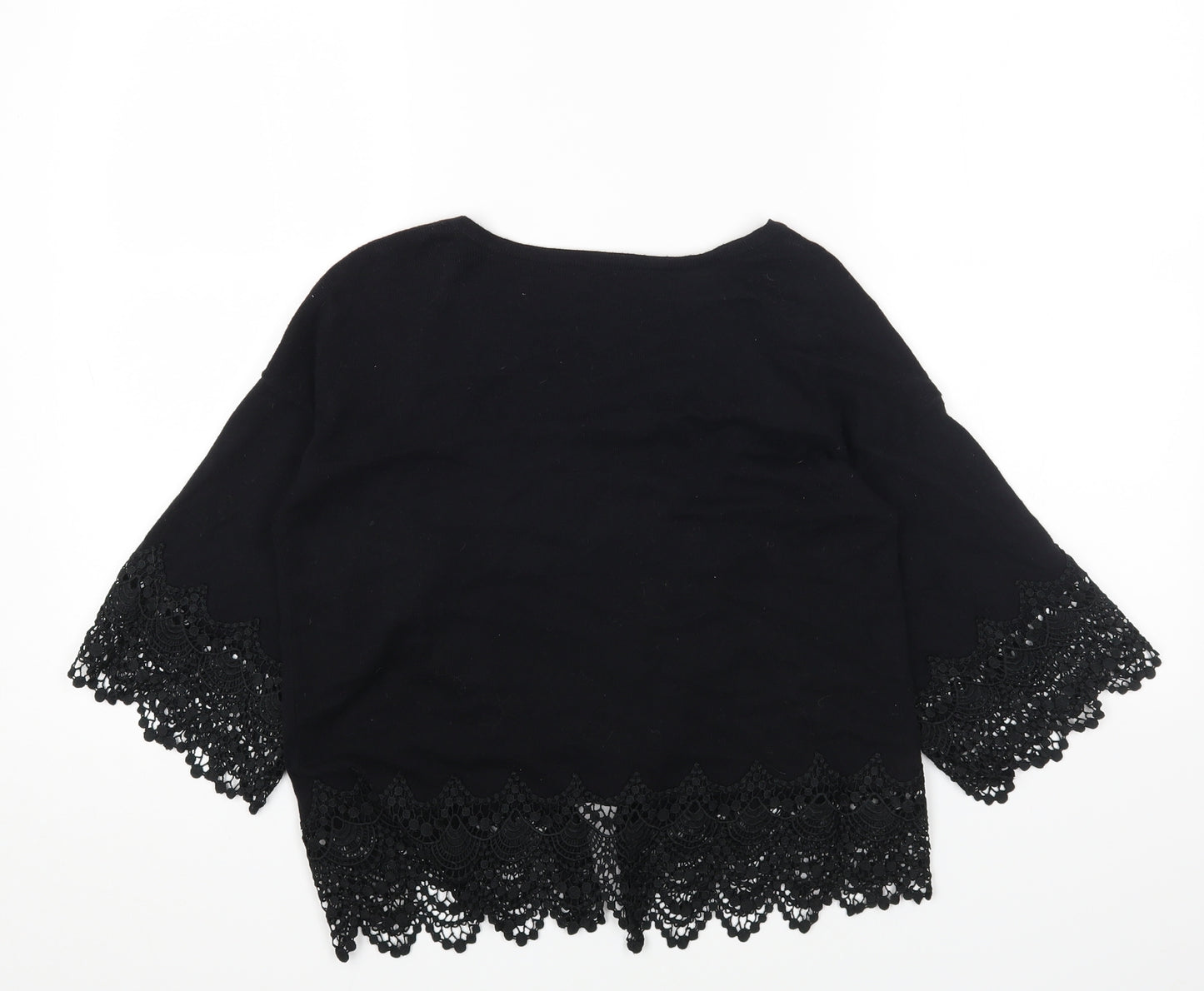 Dorothy Perkins Womens Black Round Neck Cotton Cardigan Jumper Size 12