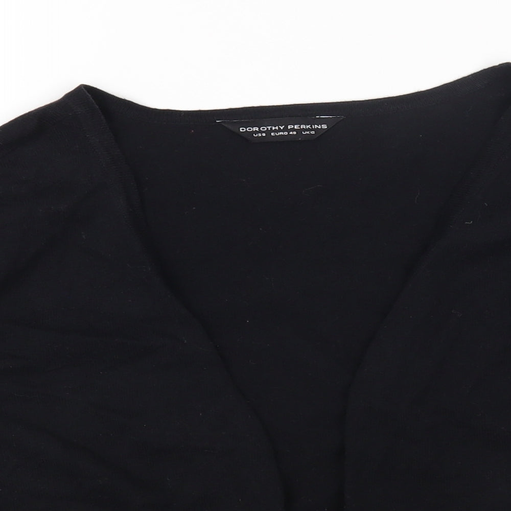 Dorothy Perkins Womens Black Round Neck Cotton Cardigan Jumper Size 12