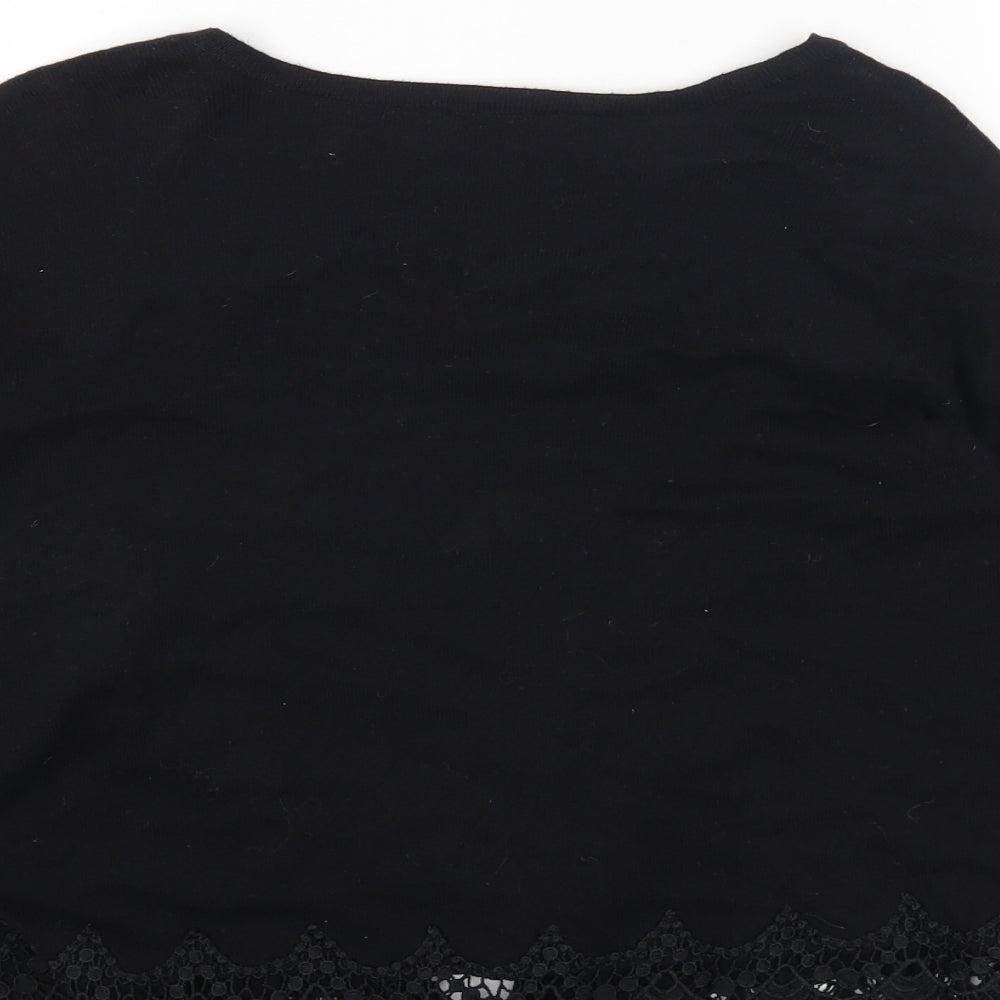 Dorothy Perkins Womens Black Round Neck Cotton Cardigan Jumper Size 12