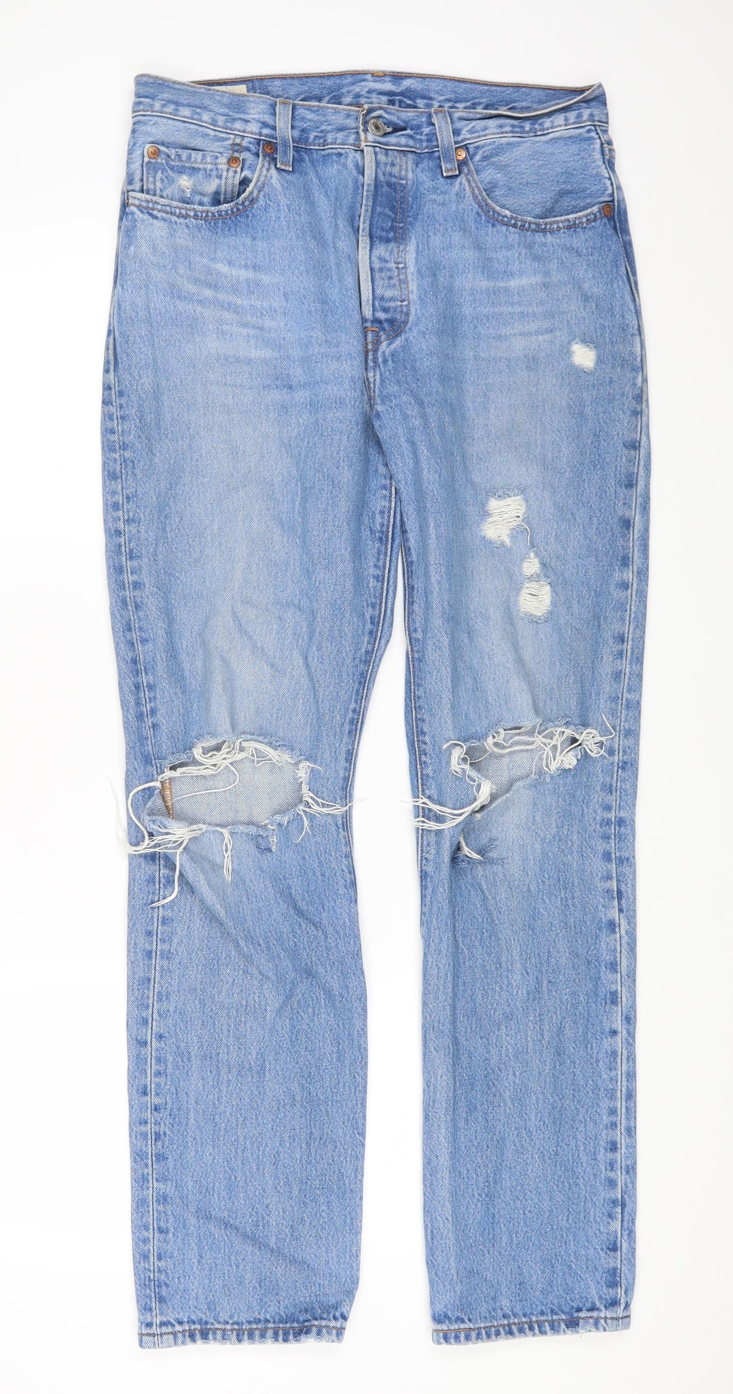 Signature by Levi Strauss & Co. Womens Blue Cotton Straight Jeans Size 30 in L28 in Regular Zip