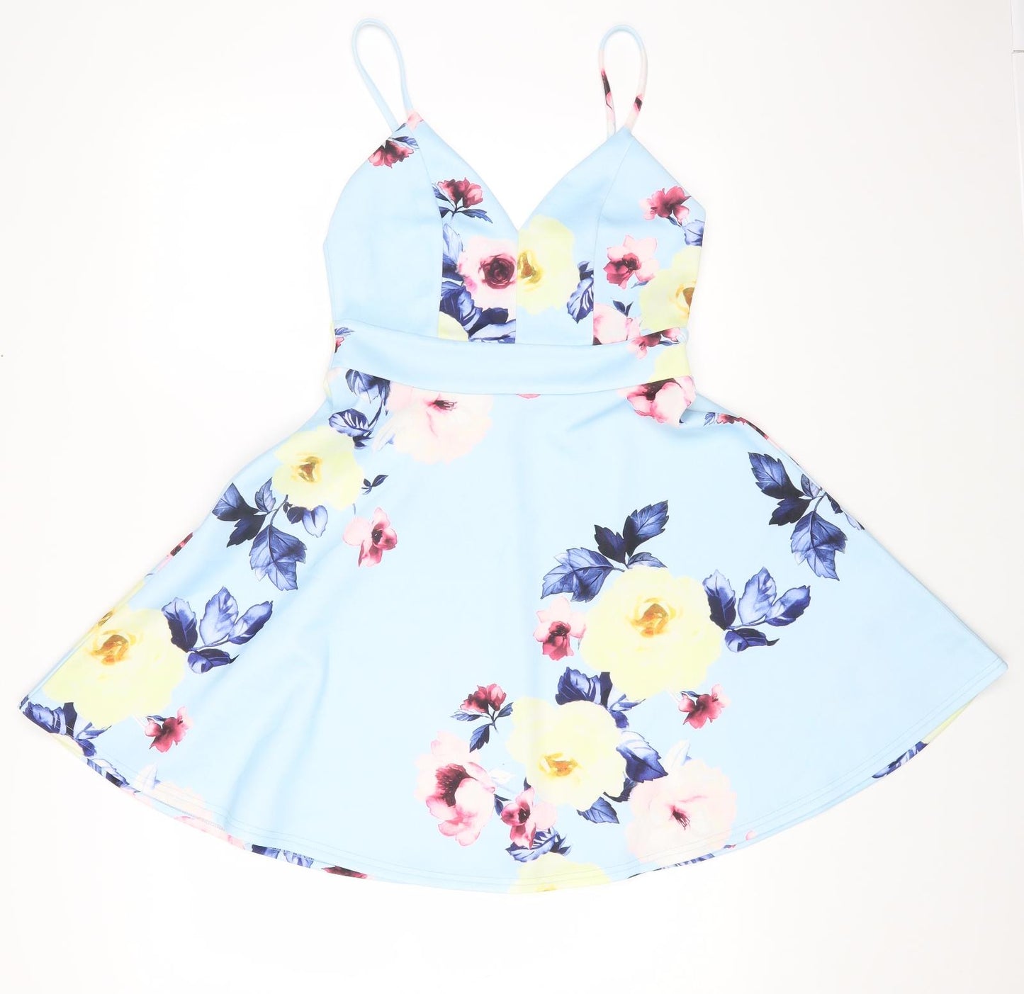 Lipsy Womens Blue Floral Polyester Fit & Flare Size 10 Sweetheart Pullover