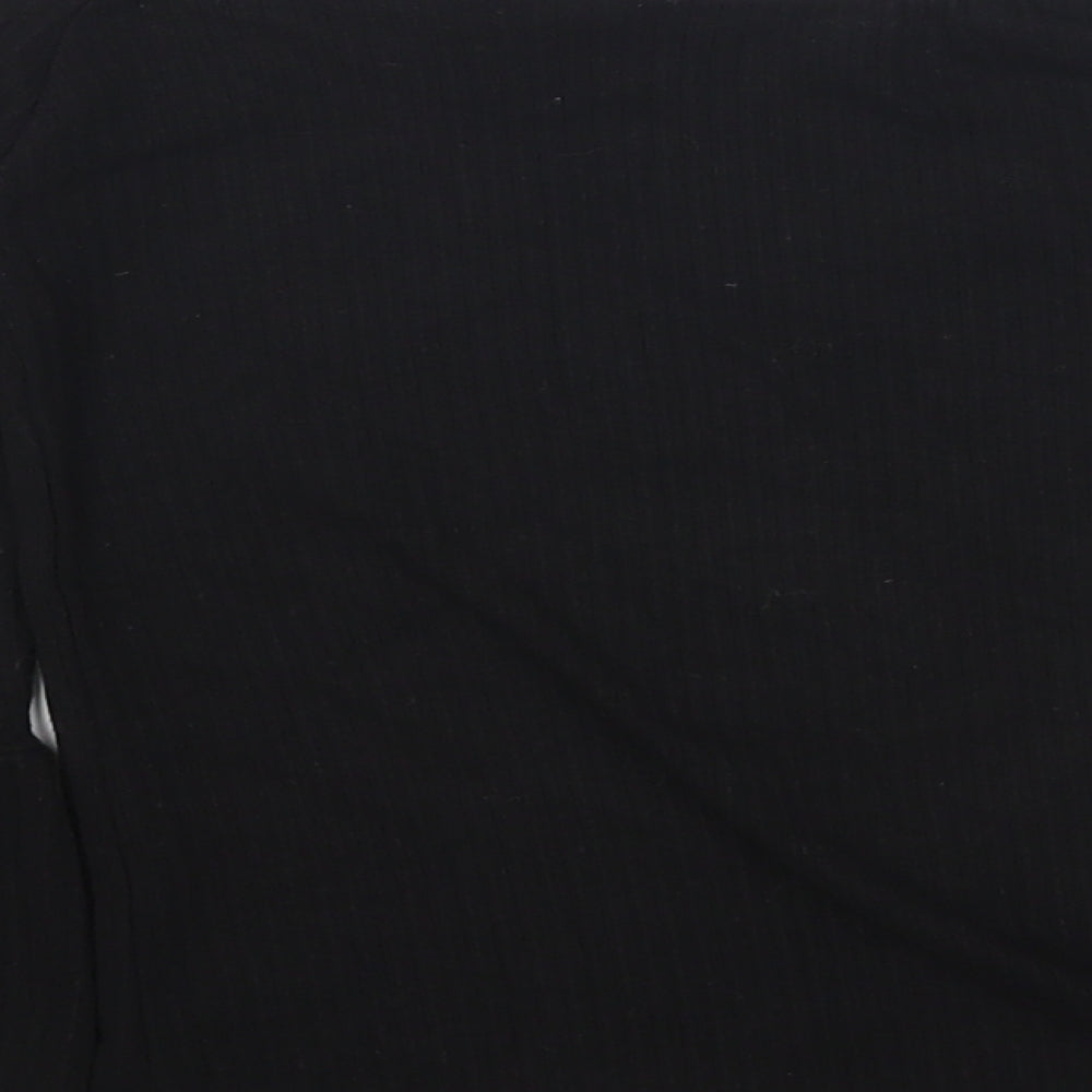 Missguided Womens Black Cotton Basic T-Shirt Size 8 Off the Shoulder