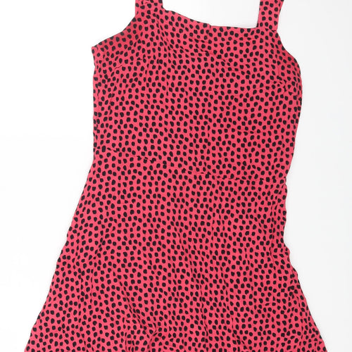 NEXT Womens Pink Geometric Viscose A-Line Size 10 Scoop Neck Zip