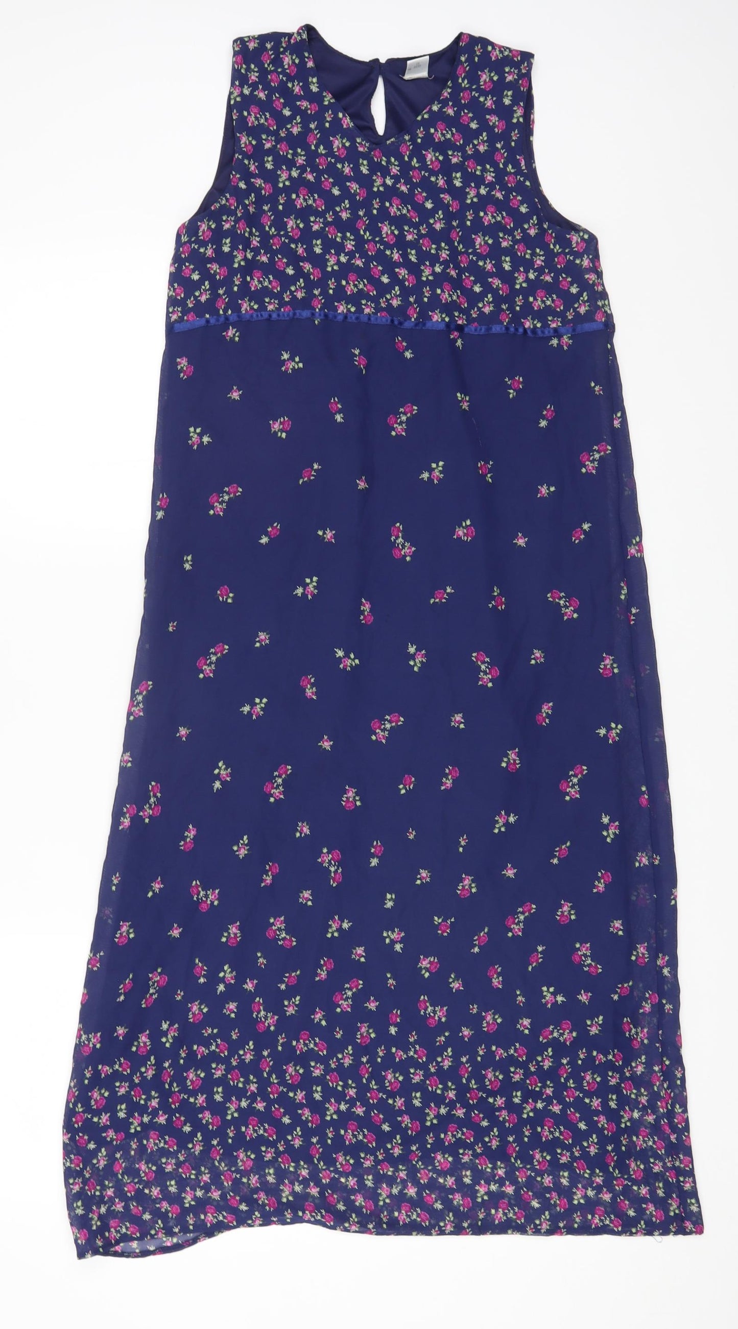 Marks and Spencer Girls Multicoloured Floral Polyester A-Line Size 11 Years Round Neck Button