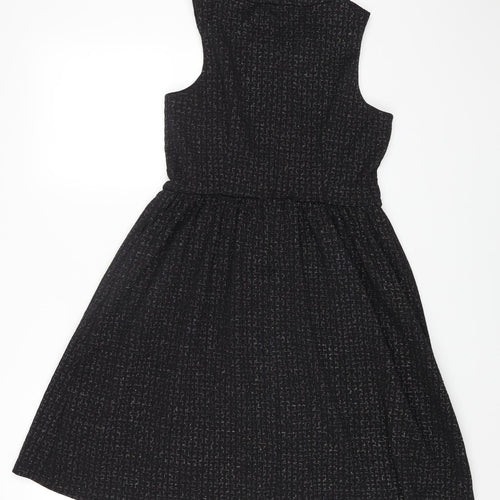 London Times Womens Black Polyester Fit & Flare Size 8 Round Neck Zip