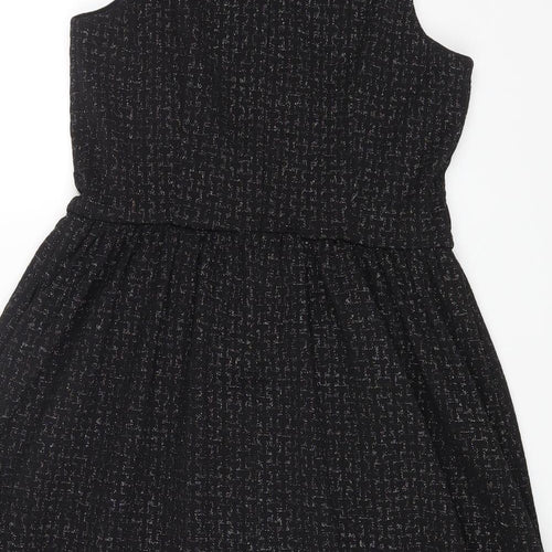 London Times Womens Black Polyester Fit & Flare Size 8 Round Neck Zip
