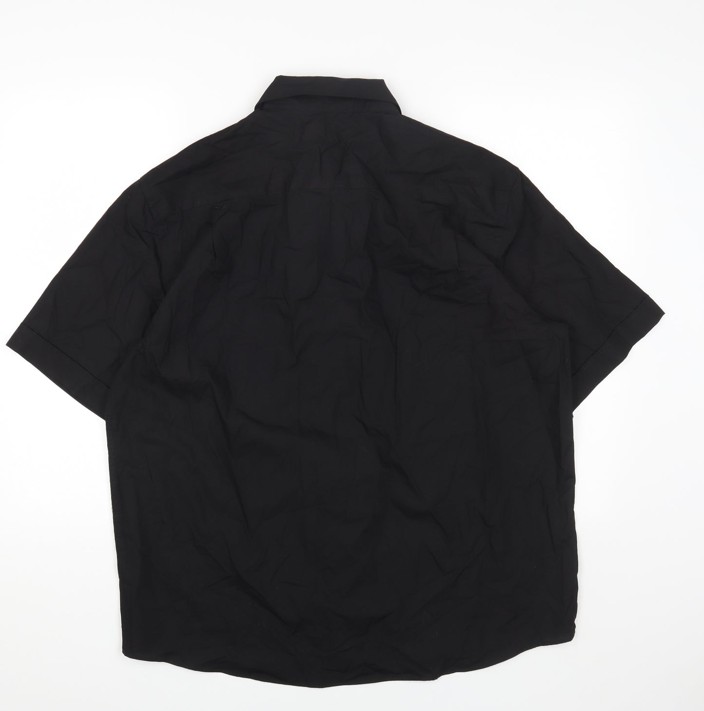 George Mens Black Polyester Button-Up Size XL Collared Button