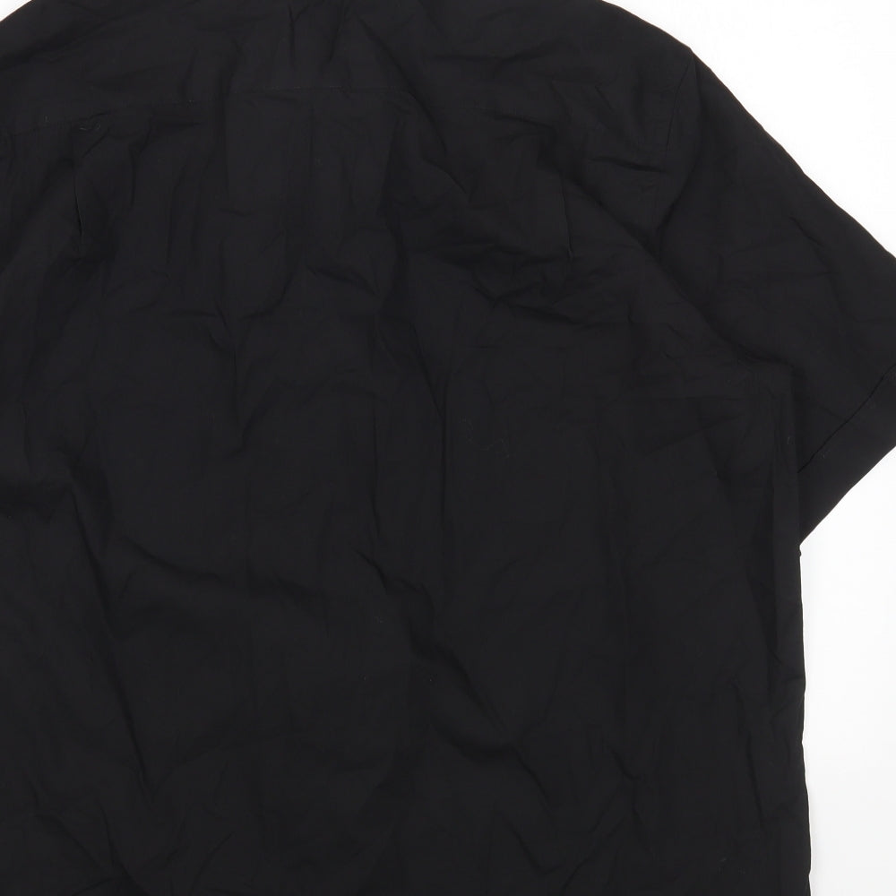 George Mens Black Polyester Button-Up Size XL Collared Button