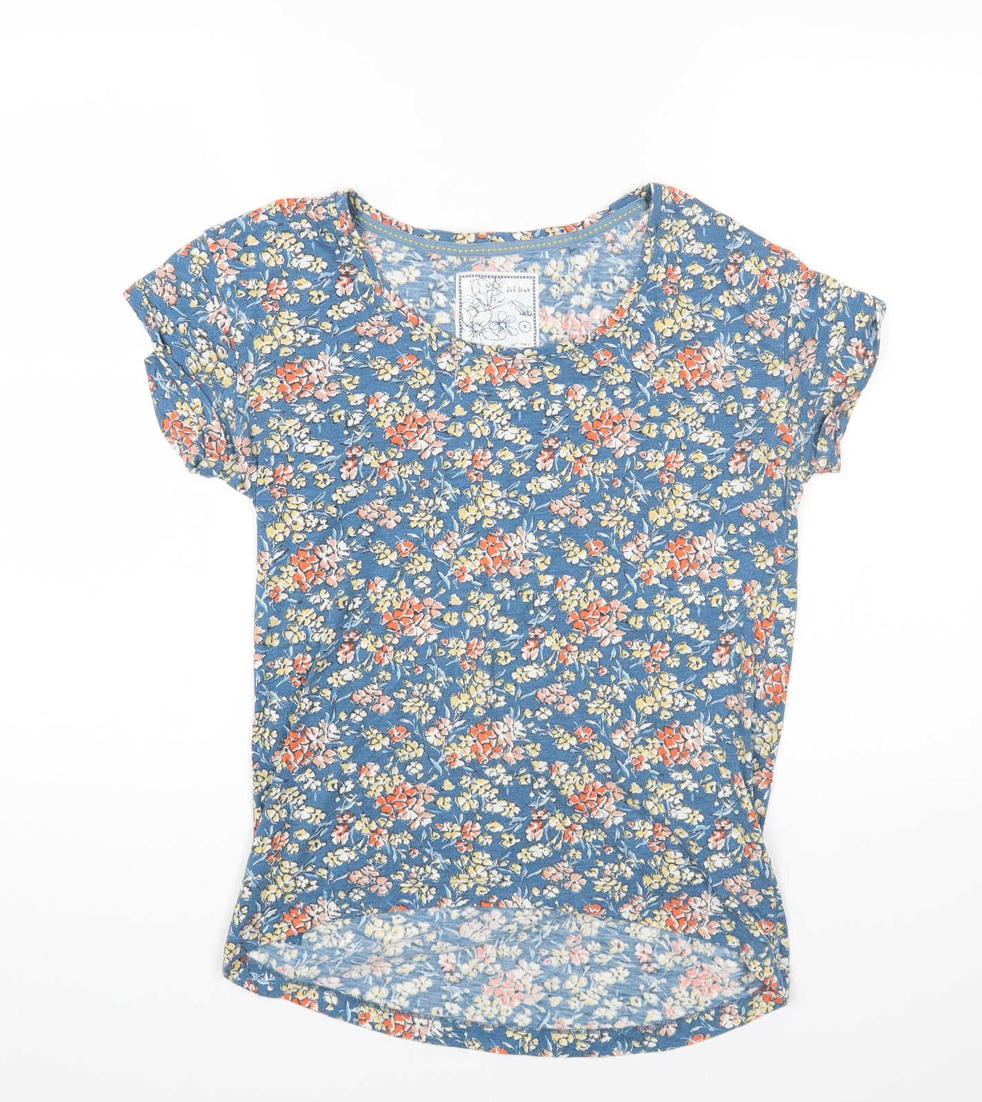 Fat Face Womens Multicoloured Floral Viscose Basic T-Shirt Size 8 Round Neck