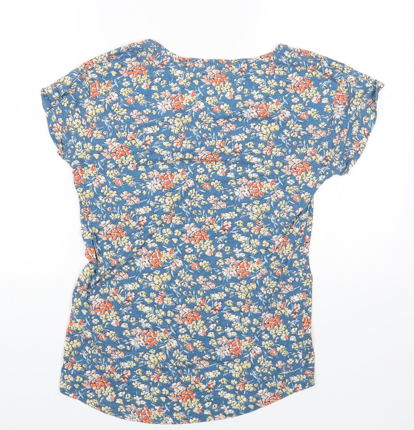 Fat Face Womens Multicoloured Floral Viscose Basic T-Shirt Size 8 Round Neck