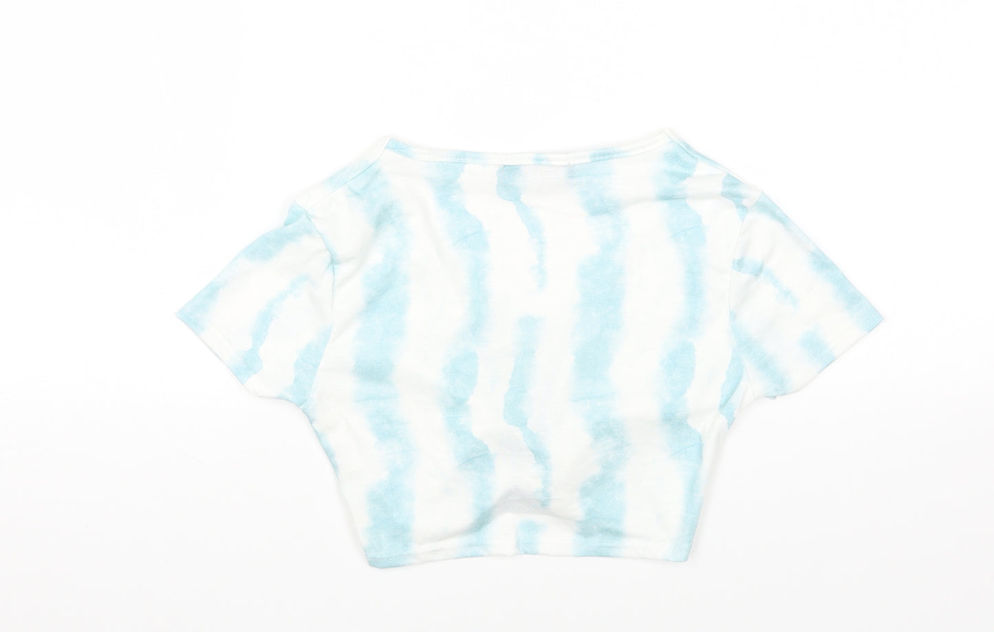 Missy Empire Womens Multicoloured Geometric Polyester Cropped T-Shirt Size 4 V-Neck - Tie Front