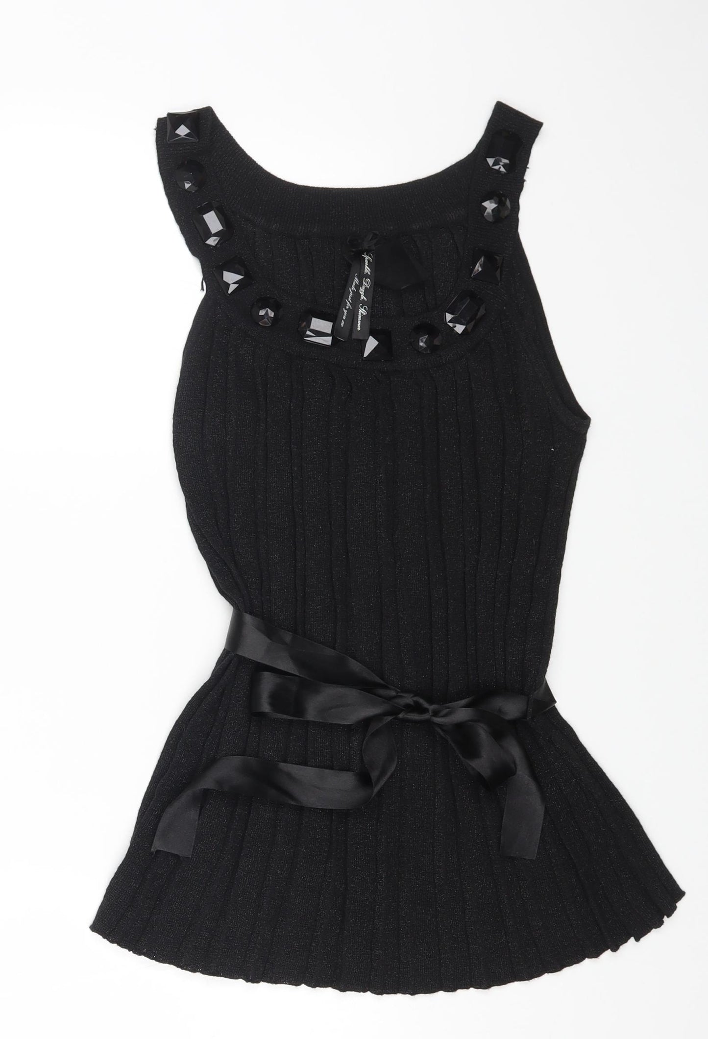 Evie Womens Black Viscose Basic T-Shirt Size 14 Scoop Neck