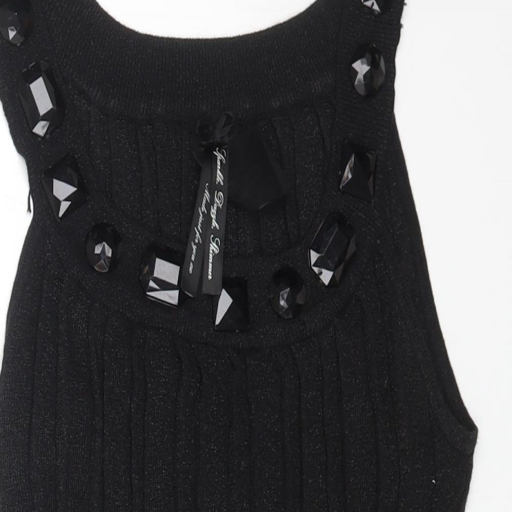 Evie Womens Black Viscose Basic T-Shirt Size 14 Scoop Neck