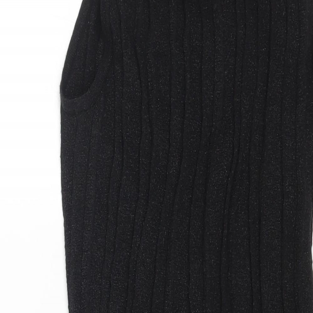 Evie Womens Black Viscose Basic T-Shirt Size 14 Scoop Neck