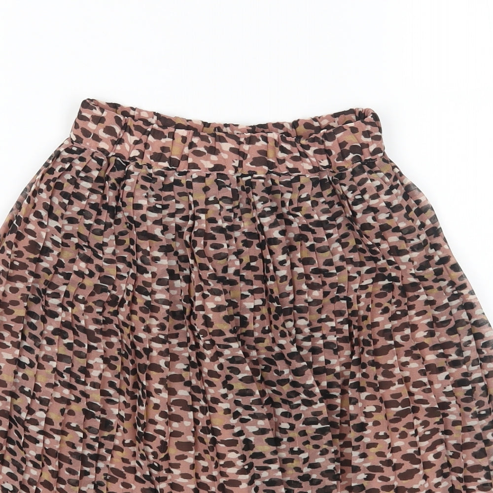 NEXT Girls Multicoloured Animal Print Polyester Pleated Skirt Size 6 Years Regular Pull On