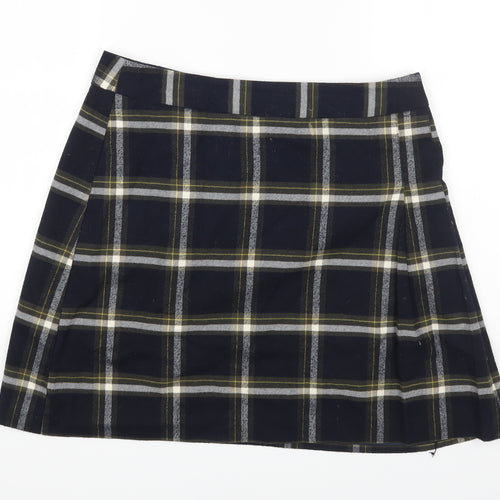 Oasis Womens Multicoloured Plaid Polyester A-Line Skirt Size 12 Zip