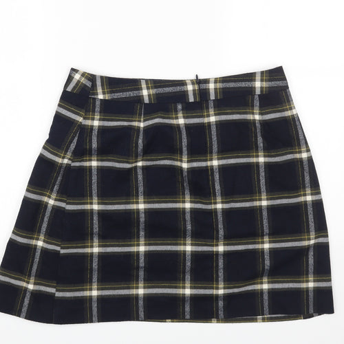 Oasis Womens Multicoloured Plaid Polyester A-Line Skirt Size 12 Zip