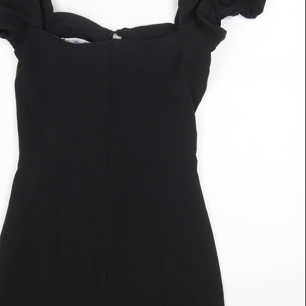Zara Womens Black Polyester Bodycon Size S Off the Shoulder Lace Up