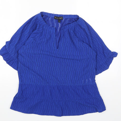 Phase Eight Womens Blue Polyester Basic T-Shirt Size 8 V-Neck
