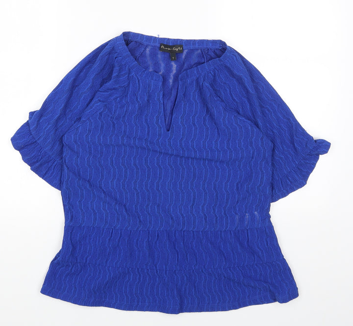 Phase Eight Womens Blue Polyester Basic T-Shirt Size 8 V-Neck