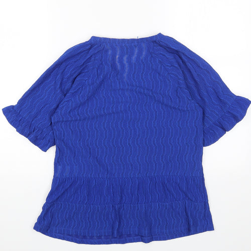 Phase Eight Womens Blue Polyester Basic T-Shirt Size 8 V-Neck