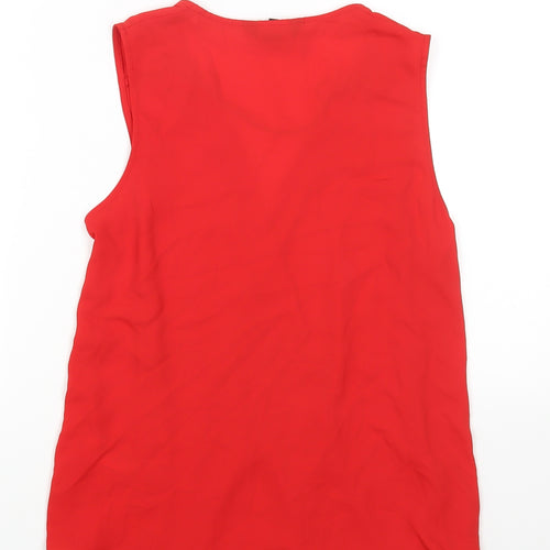 New Look Womens Red Polyester Basic Blouse Size 10 V-Neck - Chain Detail