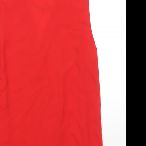 New Look Womens Red Polyester Basic Blouse Size 10 V-Neck - Chain Detail