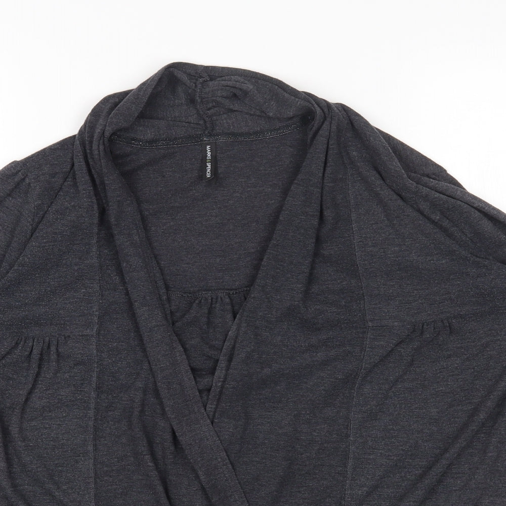 Marks and Spencer Womens Grey Round Neck Cotton Cardigan Jumper Size 16