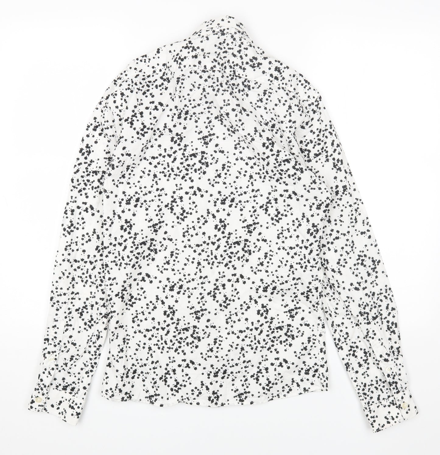 Twisted Tailor Womens White Geometric Cotton Basic Button-Up Size S Collared