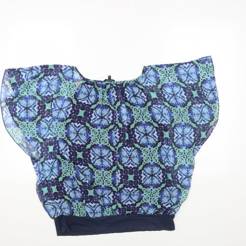 Monsoon Womens Multicoloured Geometric Polyester Basic T-Shirt Size 12 Off the Shoulder