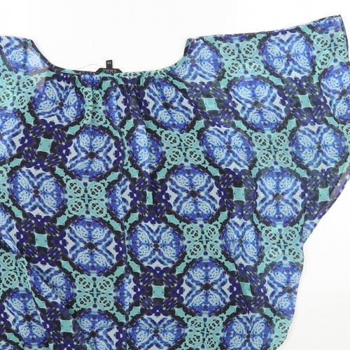 Monsoon Womens Multicoloured Geometric Polyester Basic T-Shirt Size 12 Off the Shoulder