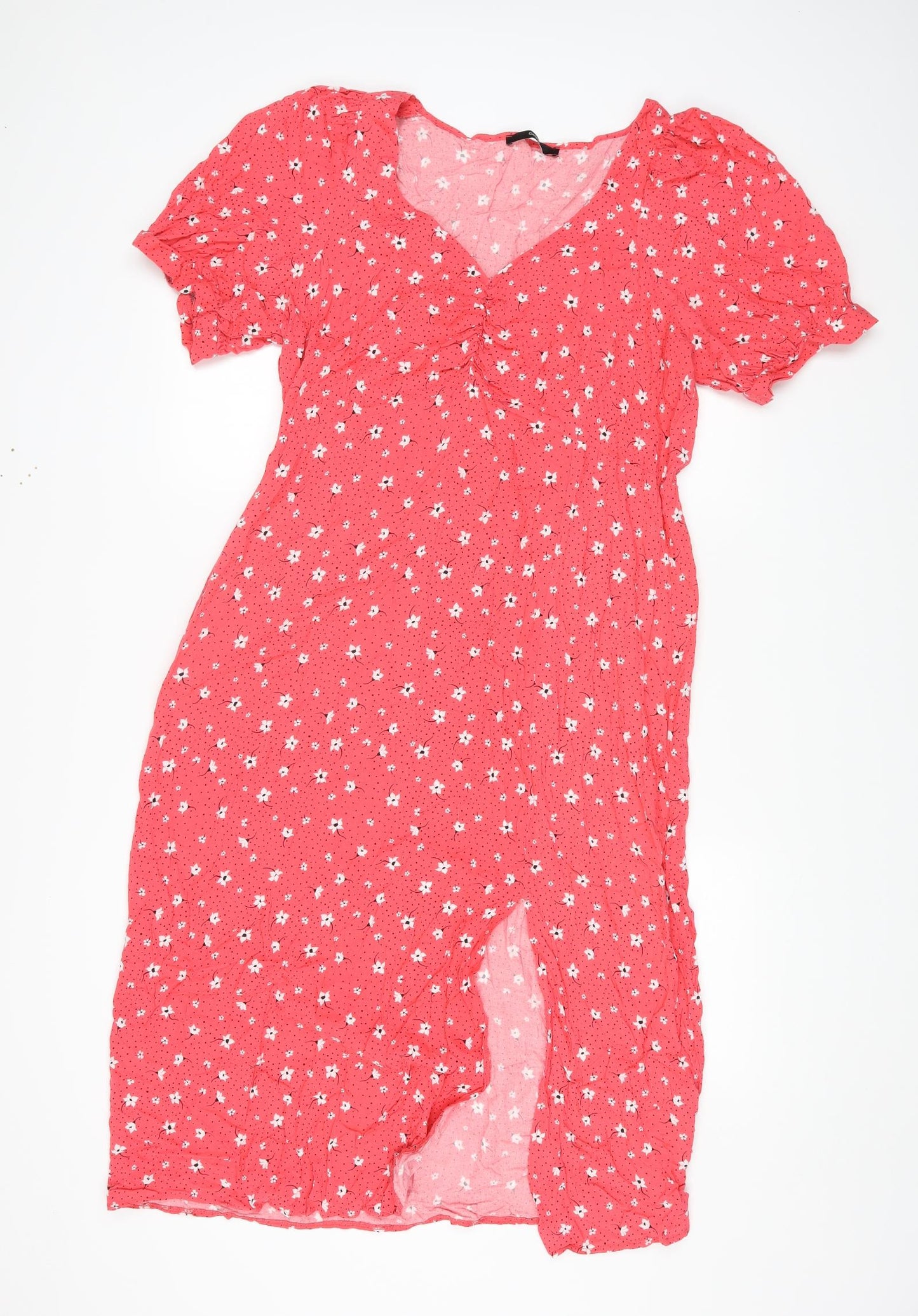 George Womens Pink Floral Viscose A-Line Size 20 V-Neck Pullover