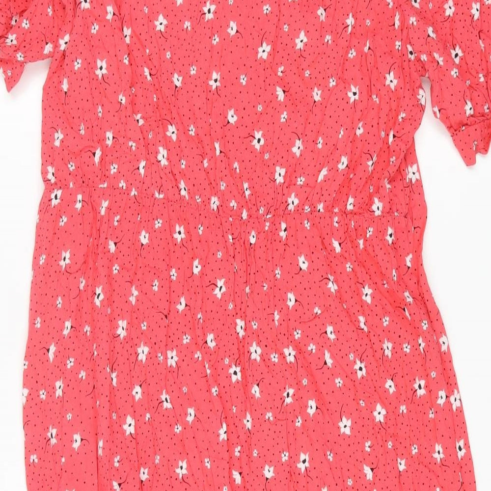 George Womens Pink Floral Viscose A-Line Size 20 V-Neck Pullover