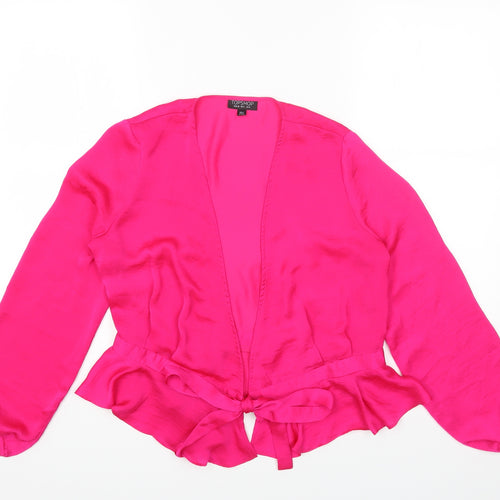 Topshop Womens Pink Polyester Cropped Blouse Size 8 V-Neck
