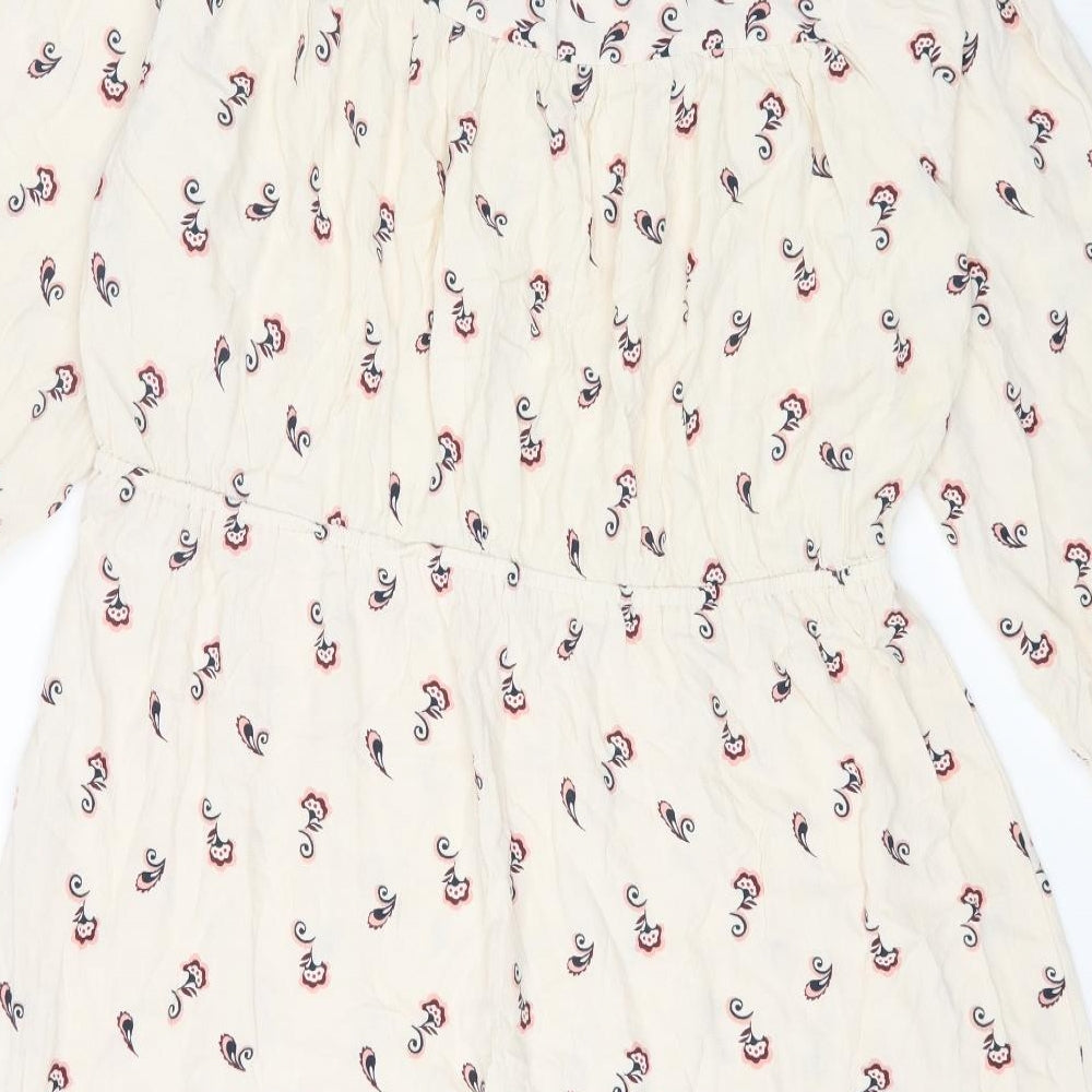 Marks and Spencer Womens Ivory Paisley Viscose A-Line Size 20 Round Neck Button