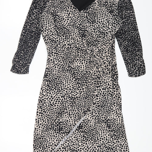 Coast Womens Multicoloured Animal Print Polyester A-Line Size 12 V-Neck Zip