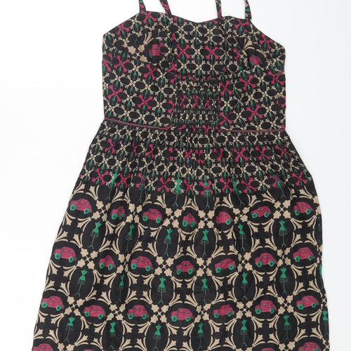 REMANIKA Womens Multicoloured Geometric Cotton Fit & Flare Size 10 Scoop Neck Pullover