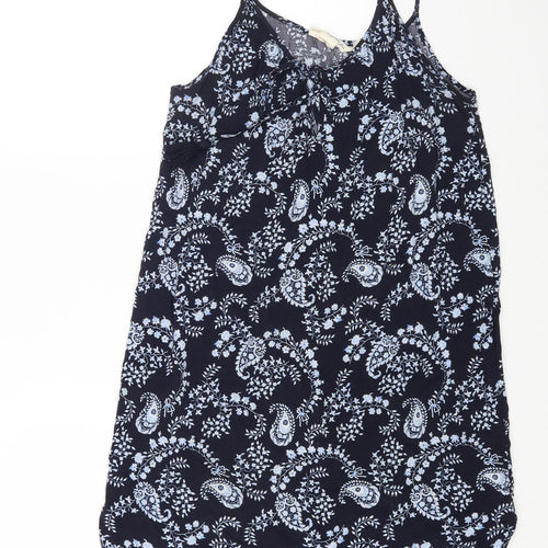H&M Womens Blue Geometric Viscose A-Line Size 12 Scoop Neck Pullover