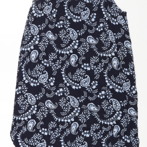 H&M Womens Blue Geometric Viscose A-Line Size 12 Scoop Neck Pullover