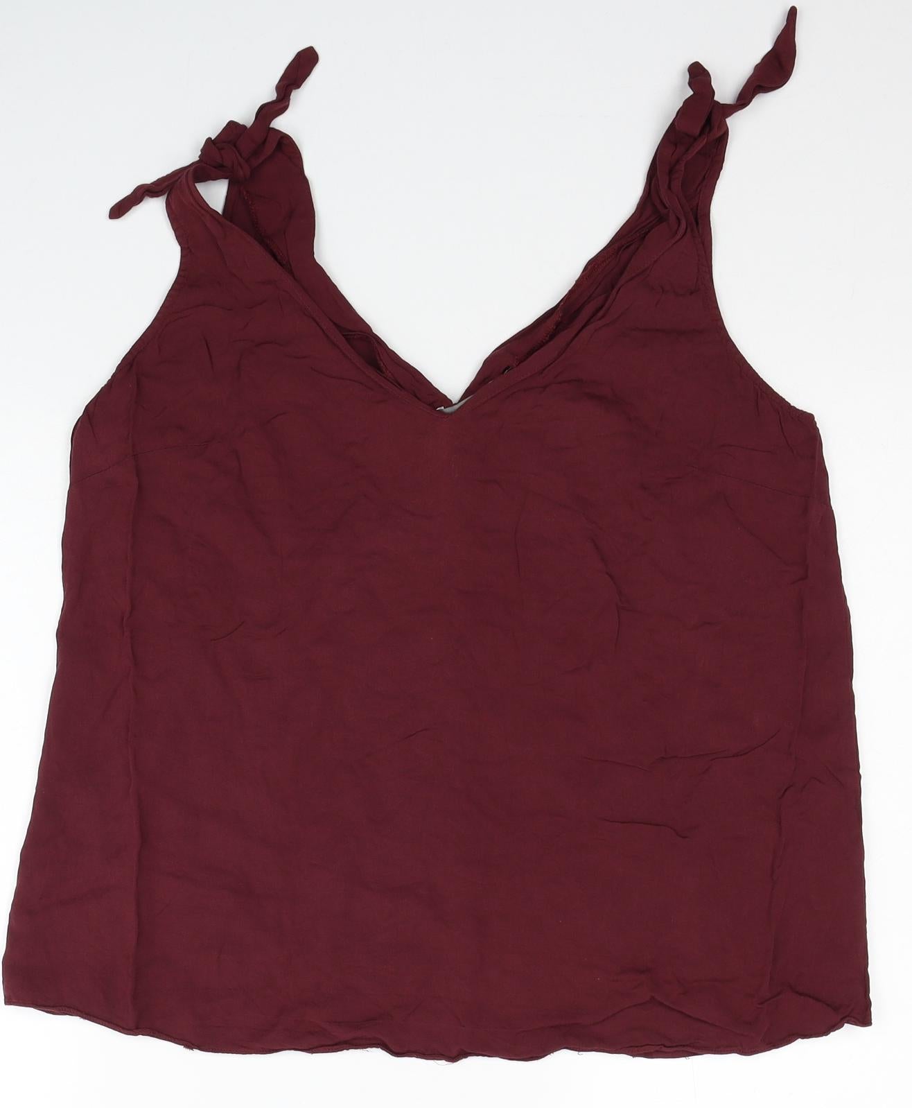 Oasis Womens Red Viscose Camisole Tank Size 16 V-Neck
