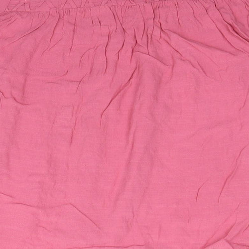 Marks and Spencer Womens Pink Viscose Basic Button-Up Size 8 Scoop Neck