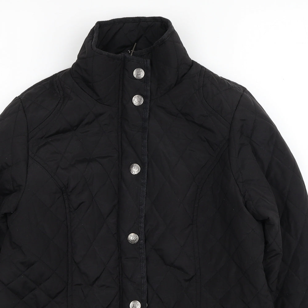 DASH Womens Black Quilted Coat Size 12 Zip