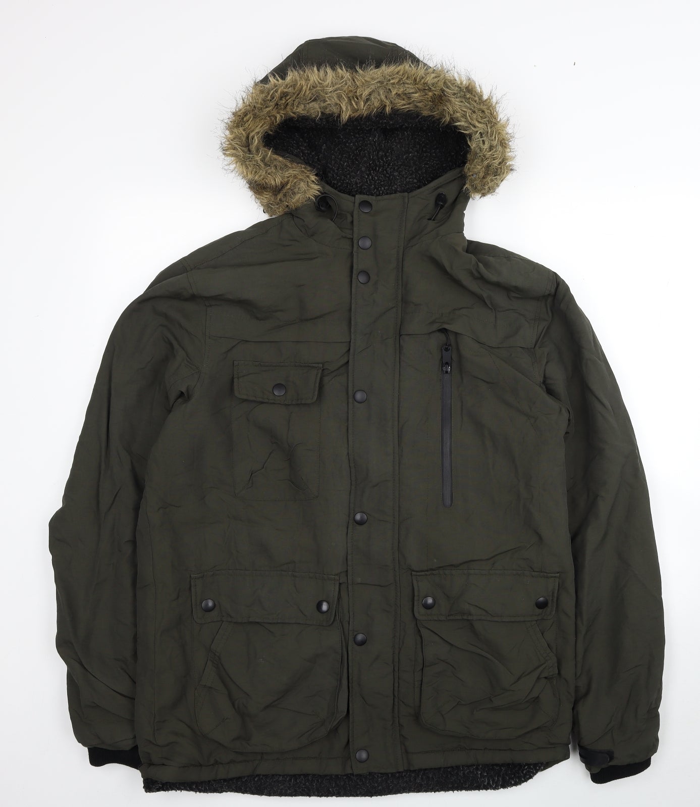 George Mens Green Windbreaker Coat Size M Zip