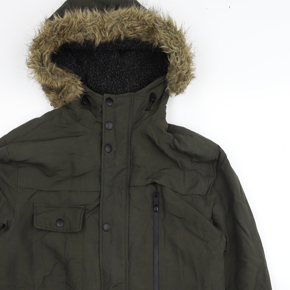 George Mens Green Windbreaker Coat Size M Zip