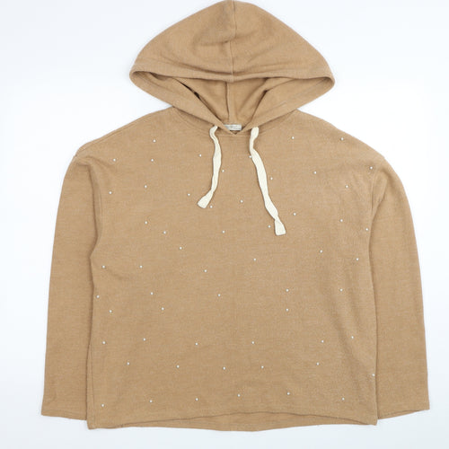 Zara Womens Brown Cotton Pullover Hoodie Size M Pullover