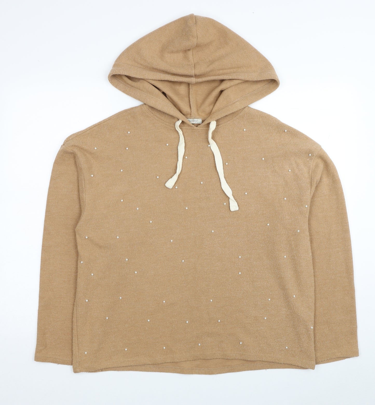 Zara Womens Brown Cotton Pullover Hoodie Size M Pullover
