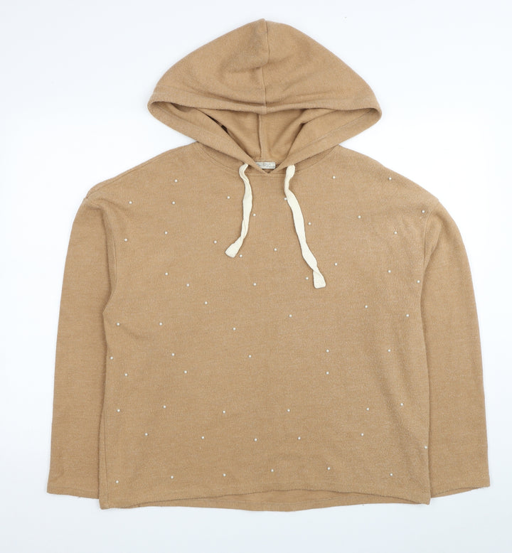 Zara Womens Brown Cotton Pullover Hoodie Size M Pullover