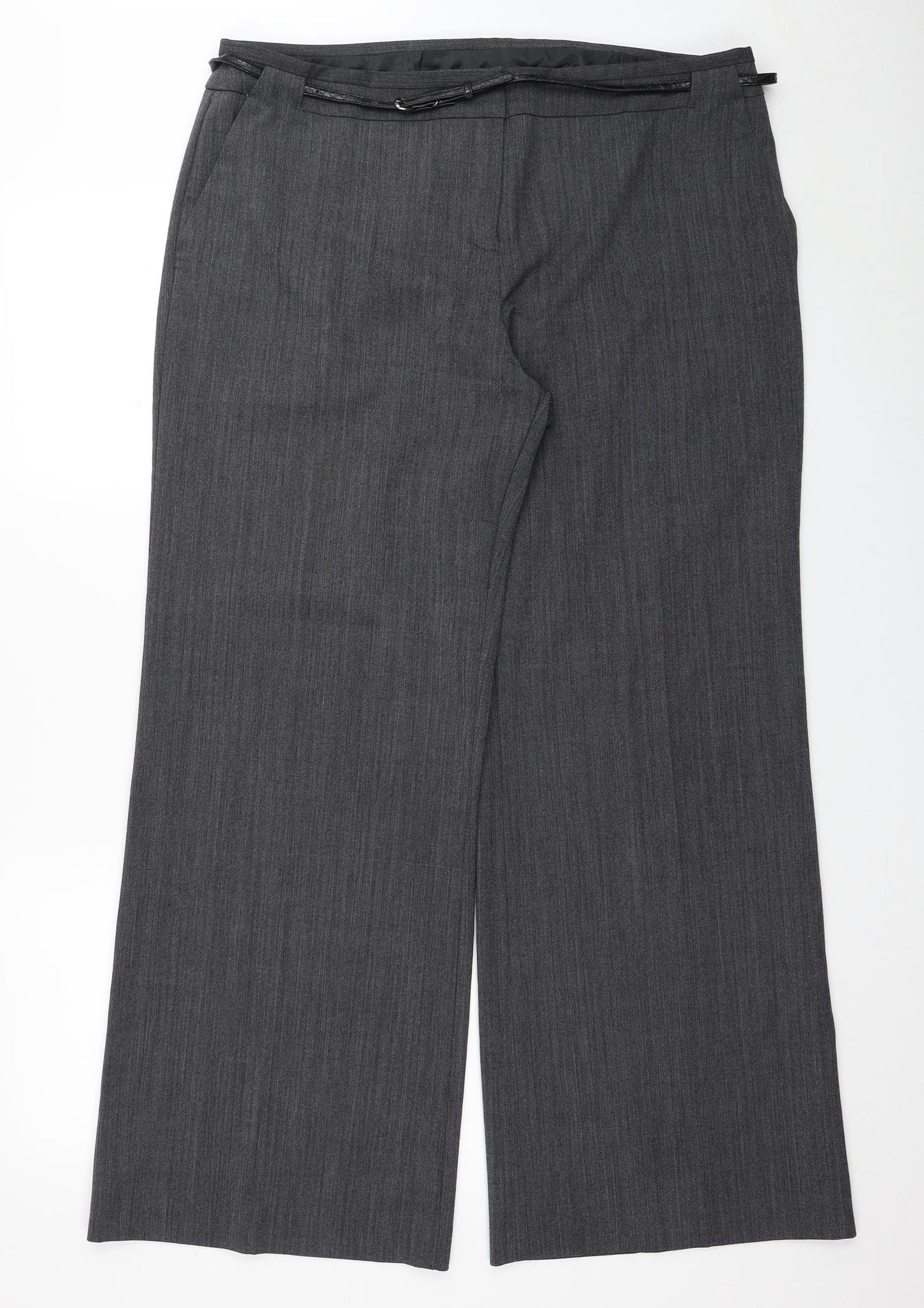 Marks and Spencer Womens Grey Polyester Trousers Size 18 L29 in Regular Zip